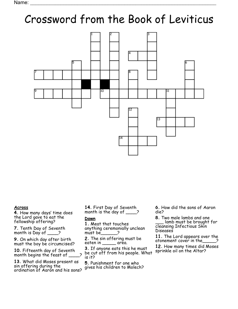 Crossword from the Book of Leviticus