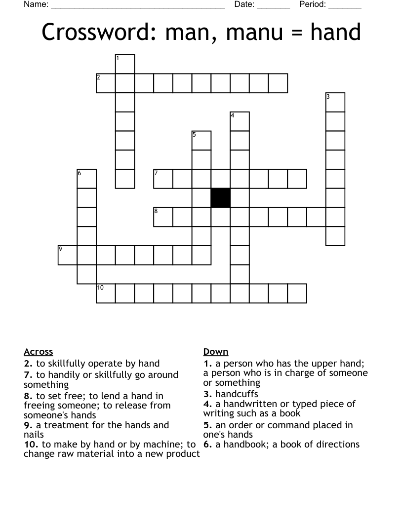 Crossword: man, manu = hand