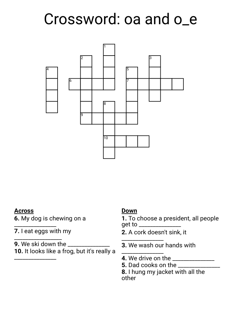 Crossword: oa and o_e 