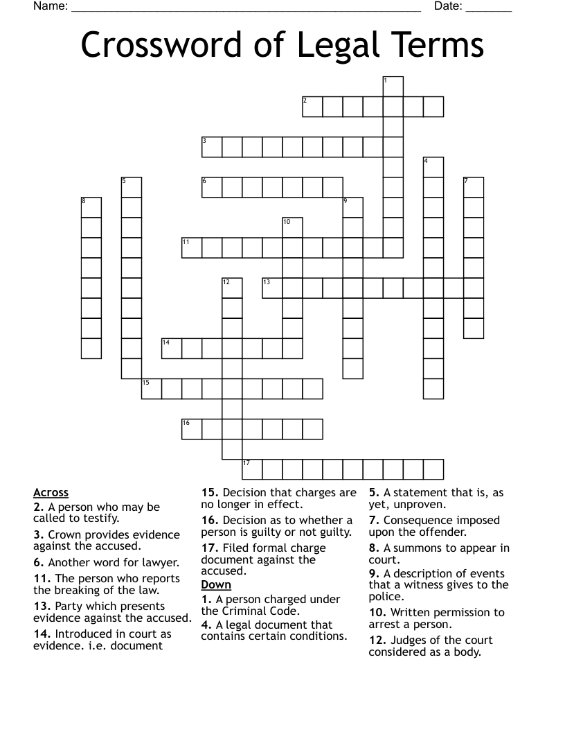 Crossword of Legal Terms