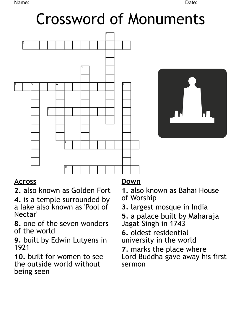 Crossword of Monuments 