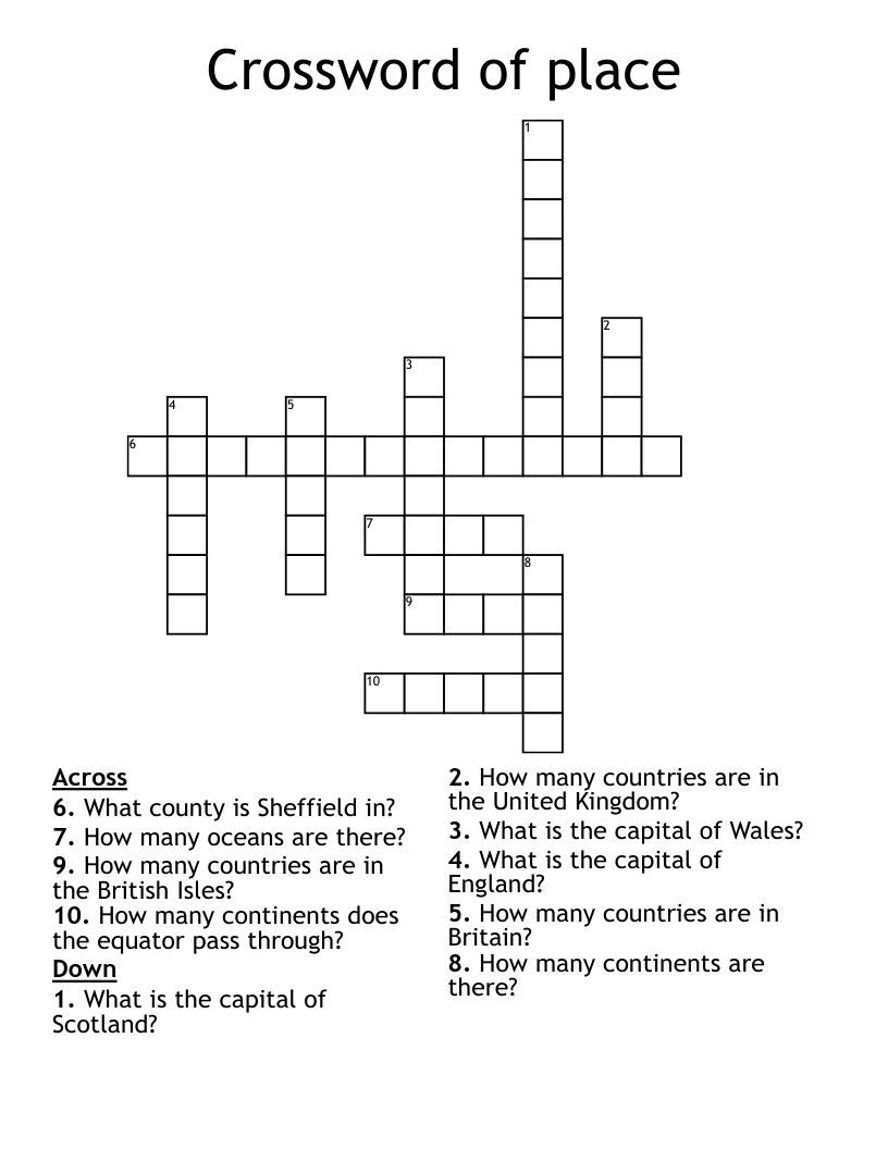 Crossword of place