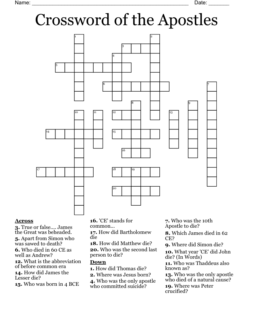 Crossword of the Apostles