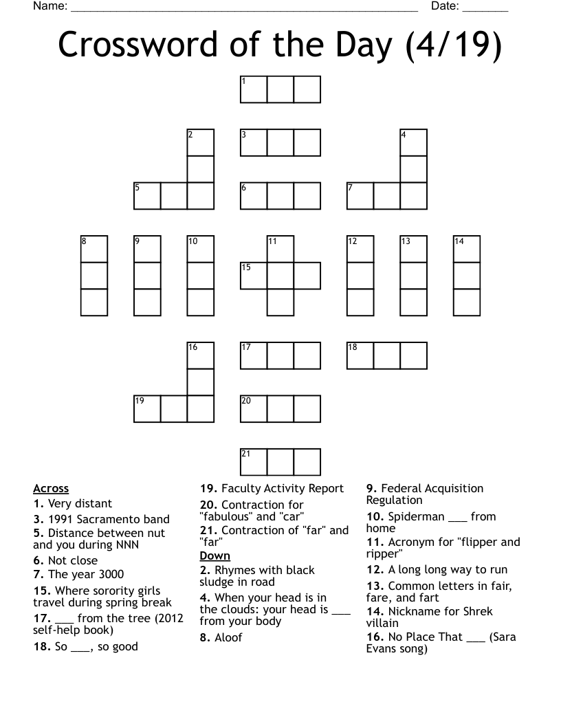 Crossword of the Day (4/19)