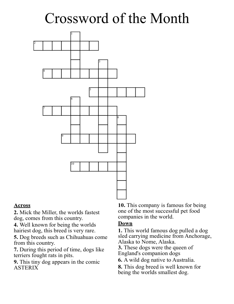 Crossword of the Month