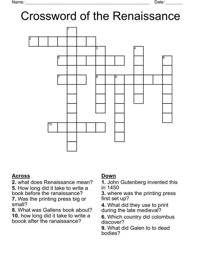Crossword of the Renaissance