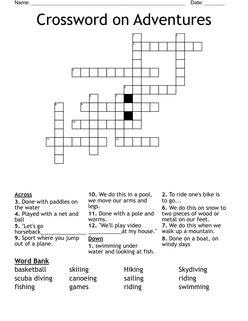 Crossword on Adventures