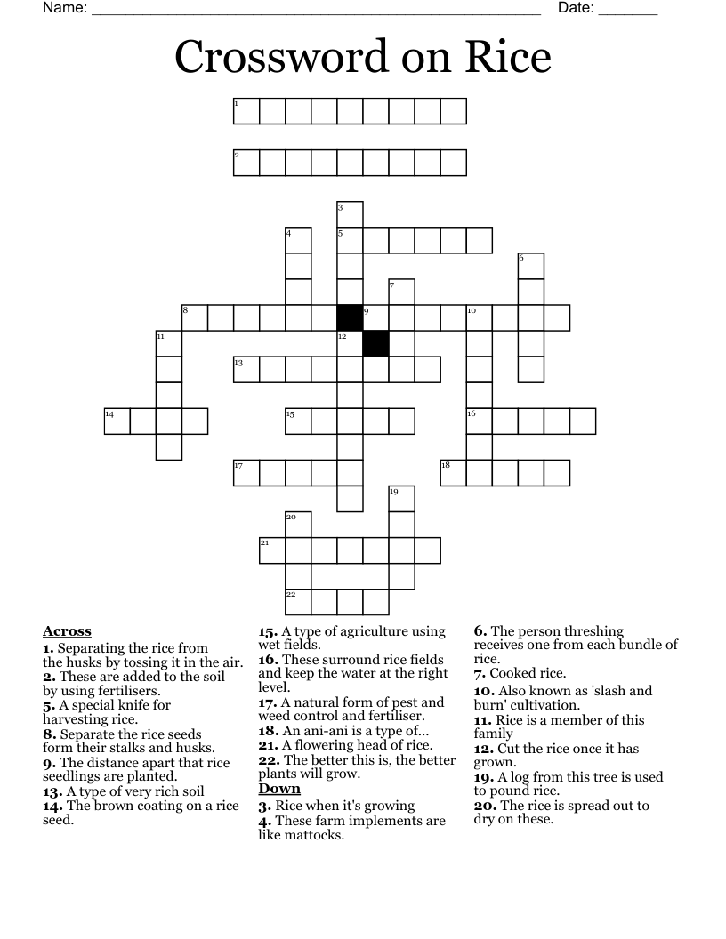 Crossword on Rice