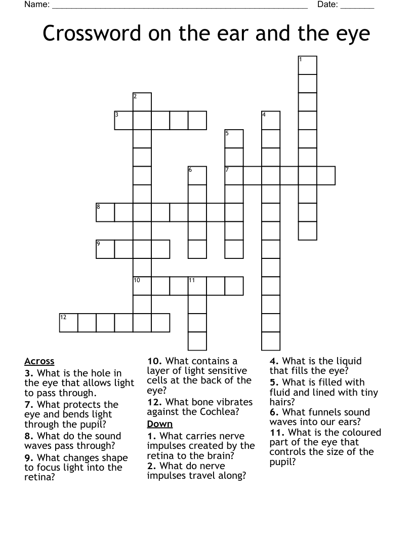 Crossword on the ear and the eye