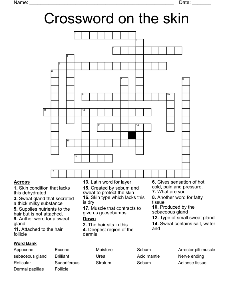 Crossword on the skin