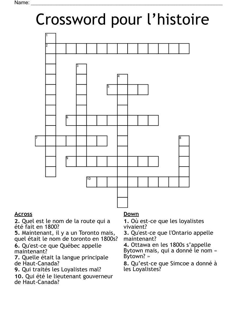 Crossword pour l’histoire