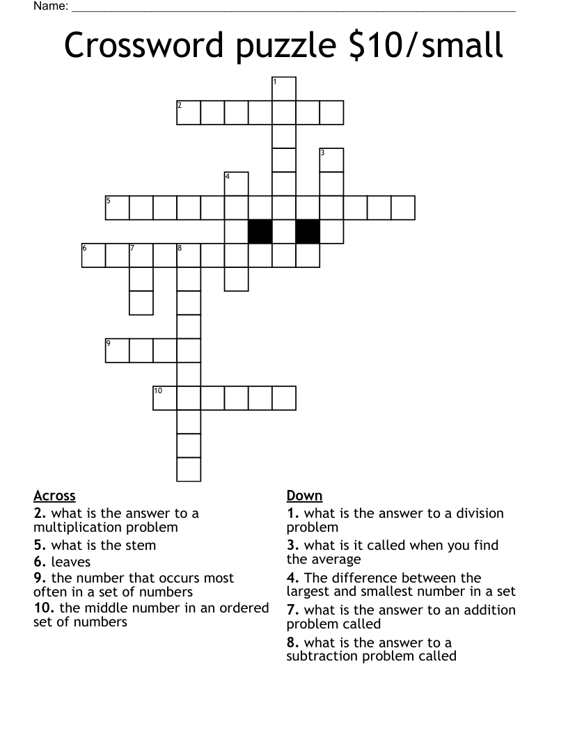 Crossword puzzle $10/small 