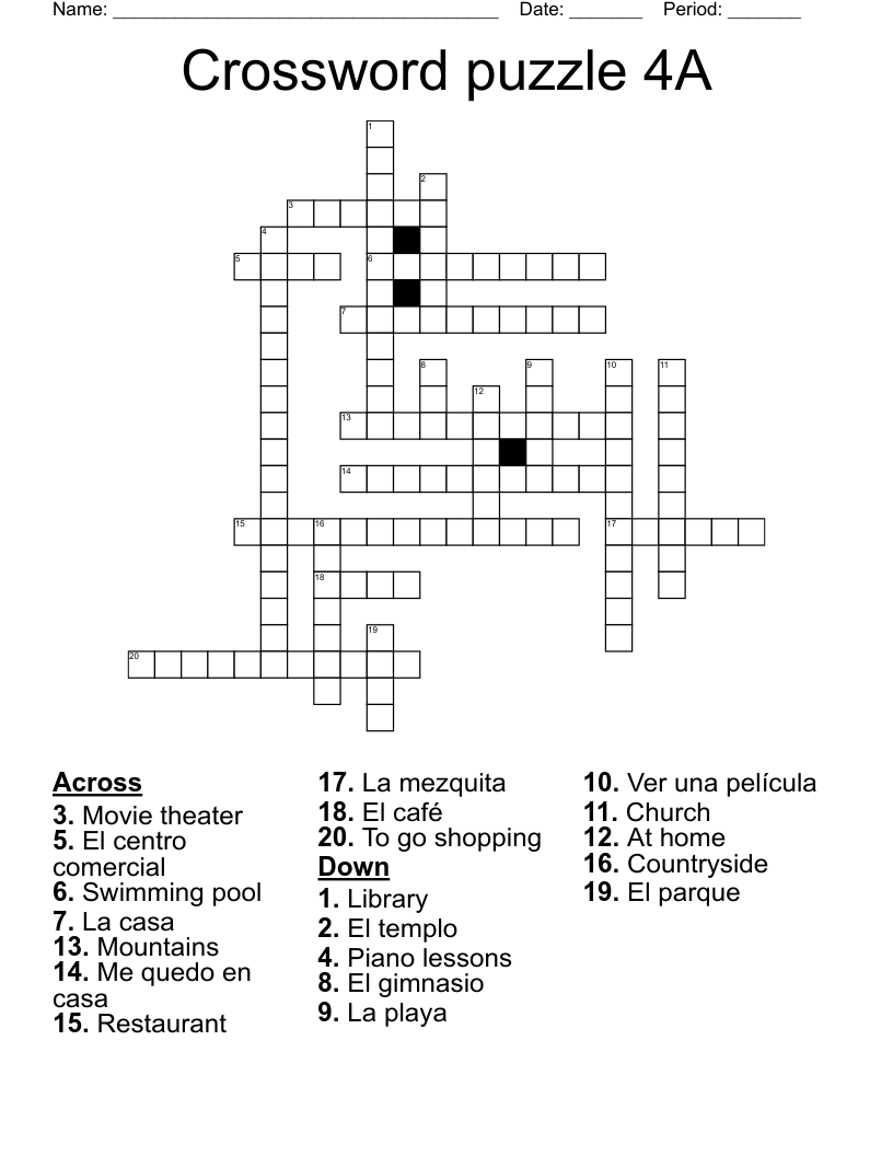 Crossword puzzle 4A