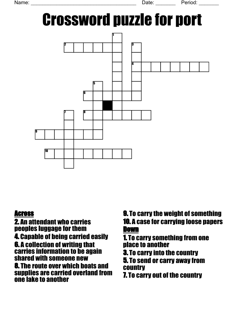 Crossword puzzle for port