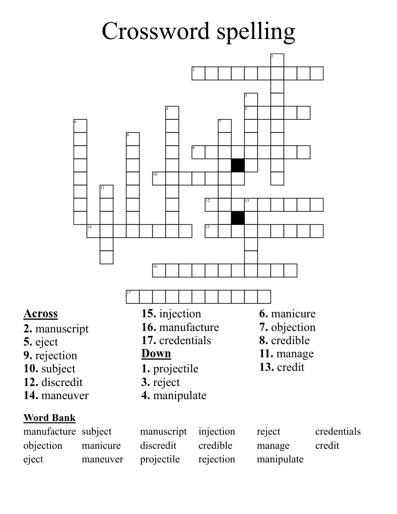 Crossword spelling