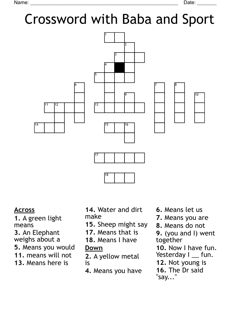 Crossword with Baba and Sport