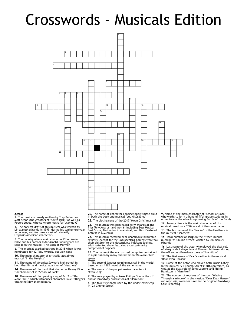Crosswords - Musicals Edition