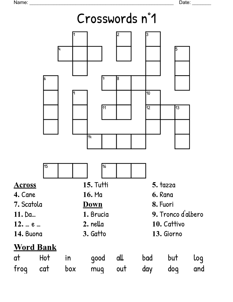 Crosswords n°1
