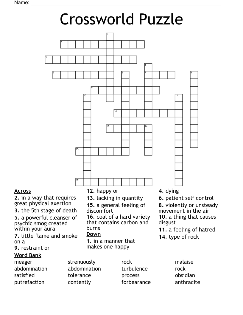 Crossworld Puzzle  Crossword