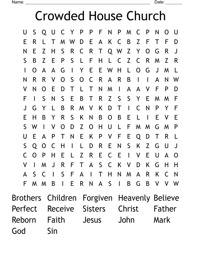 Crowded House Church Word Search