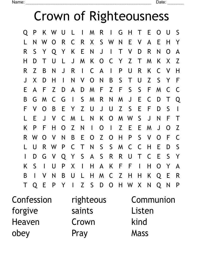 Crown of Righteousness Word Search