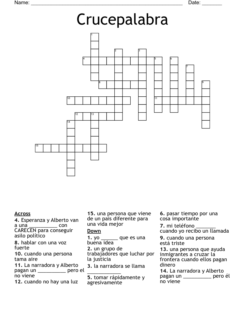 Crucepalabra Crossword