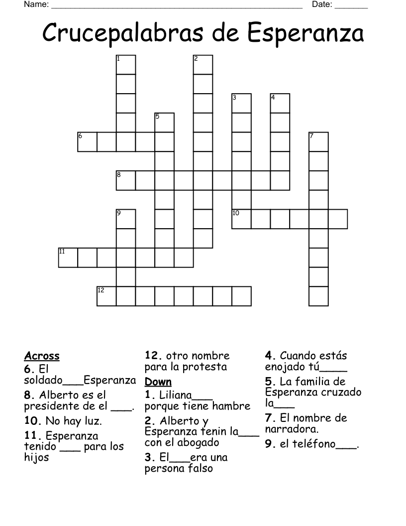 Crucepalabras de Esperanza Crossword