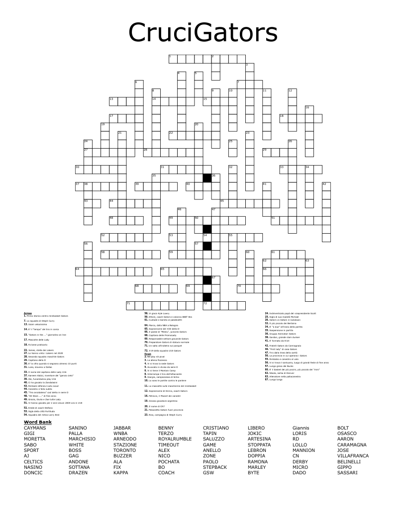 CruciGators Crossword
