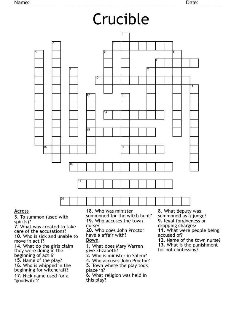 Crucible Crossword