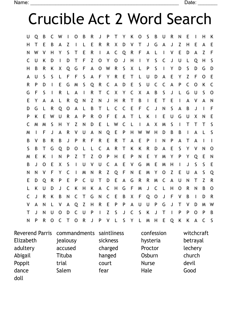 Crucible Act 2 Word Search