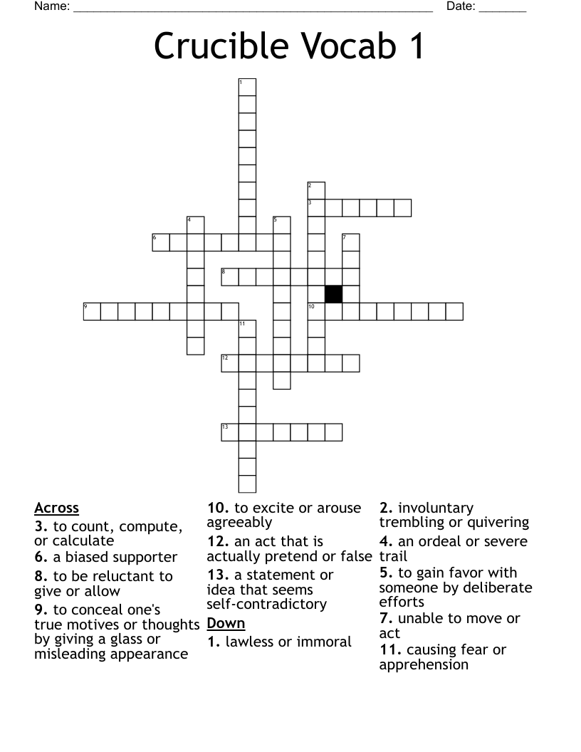 Crucible Vocab 1 Crossword