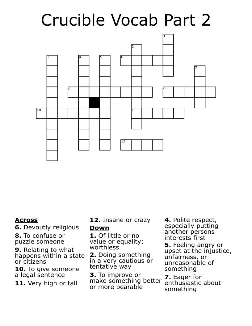 Crucible Vocab Part 2 Crossword