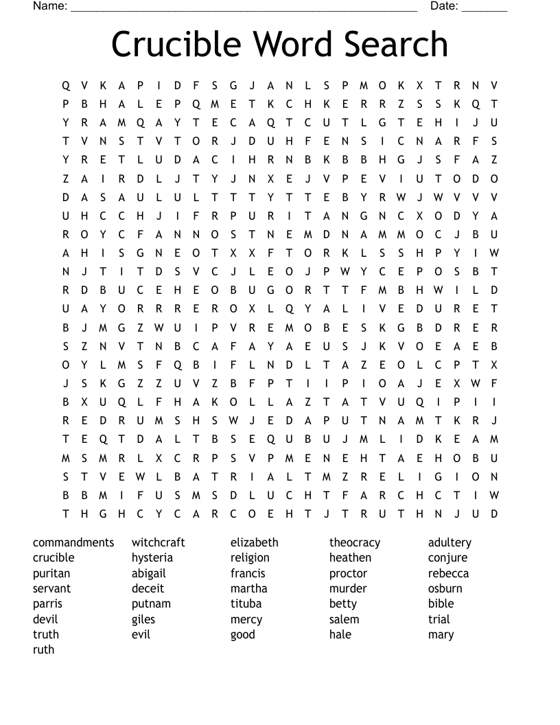 Crucible Word Search