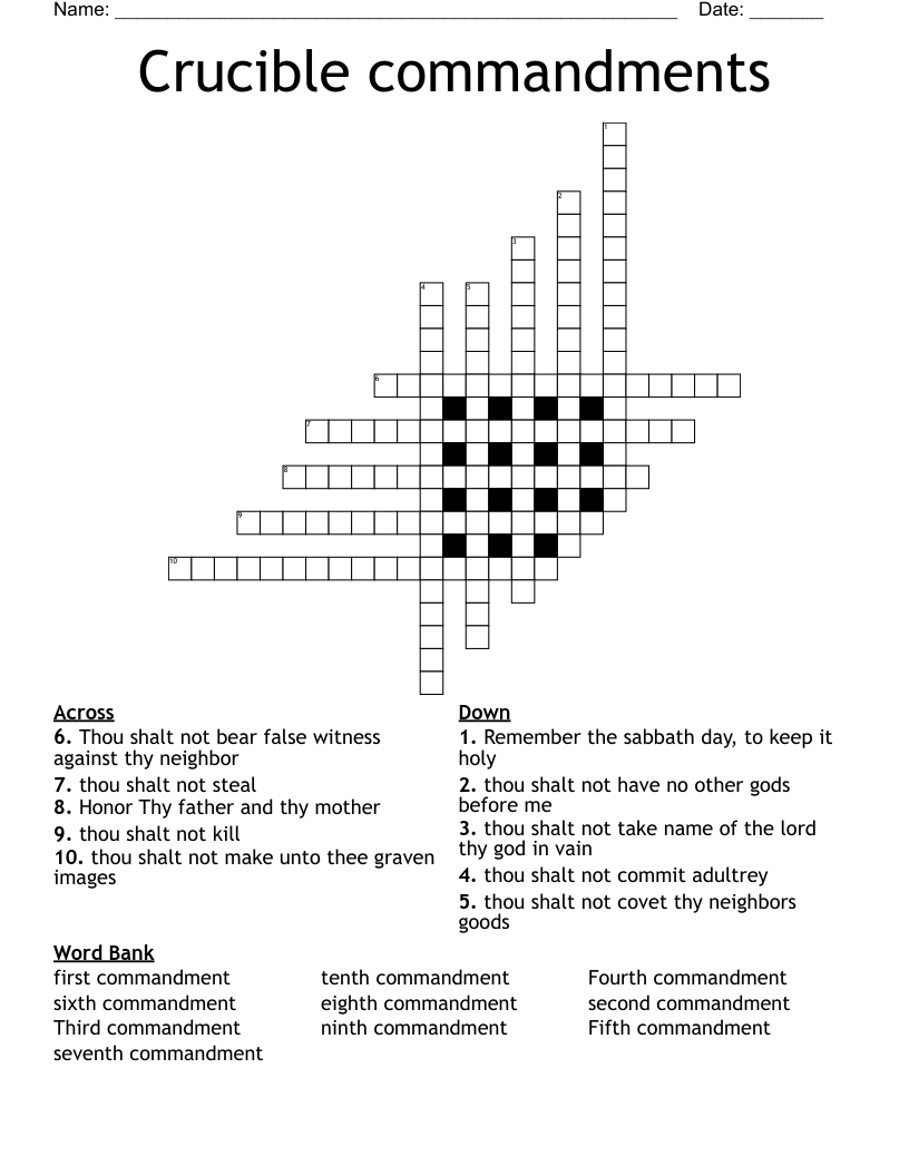 Crucible commandments Crossword