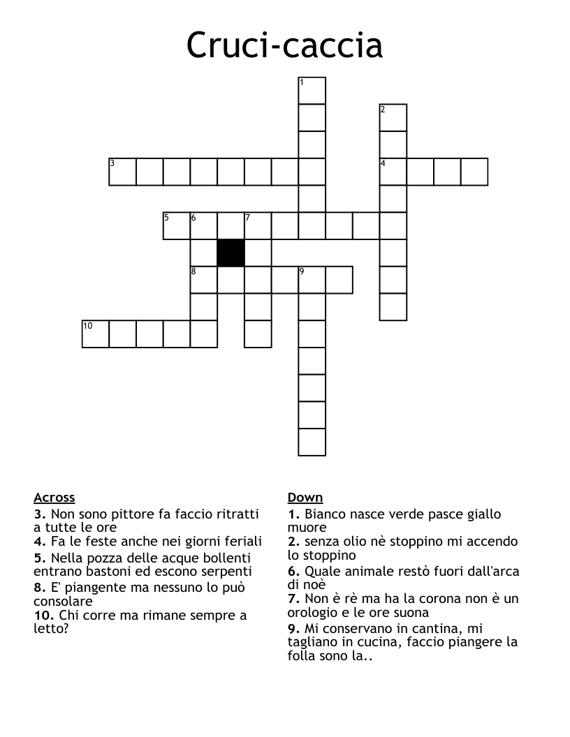 Cruci-caccia  Crossword