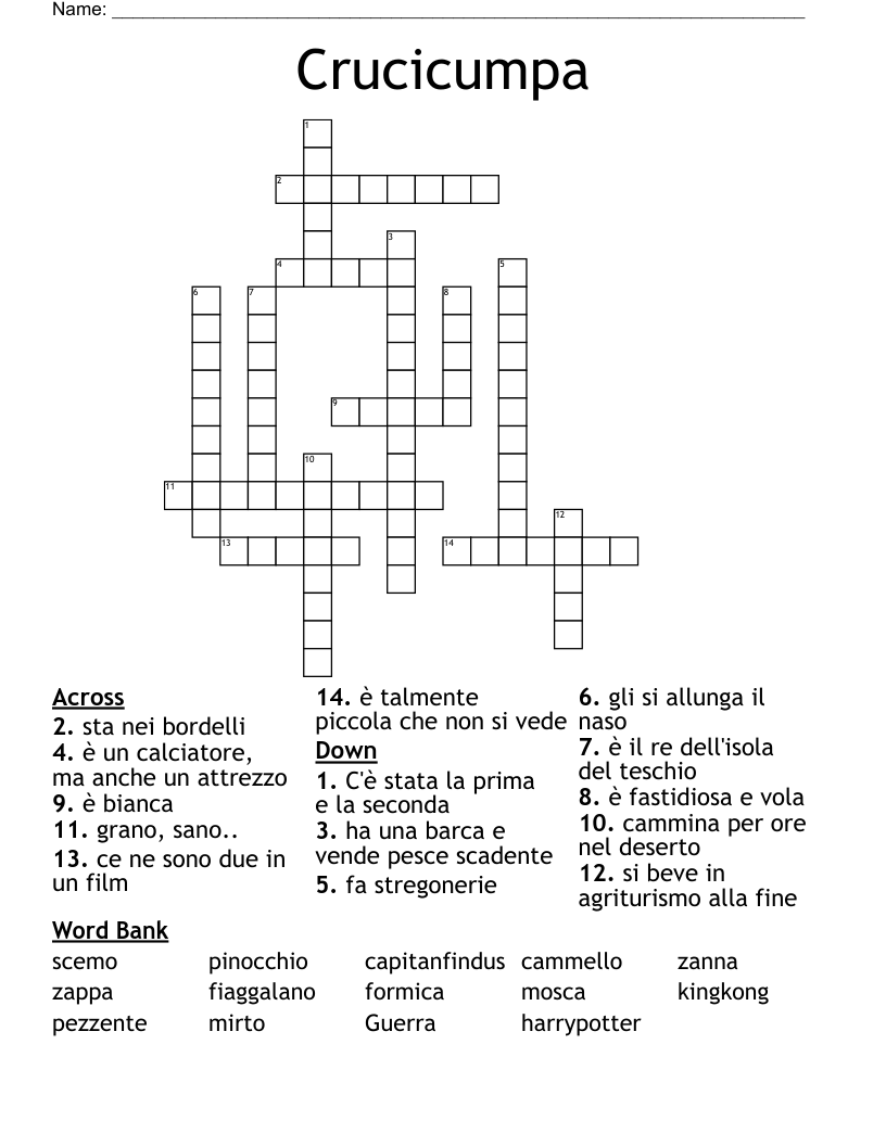 Crucicumpa Crossword