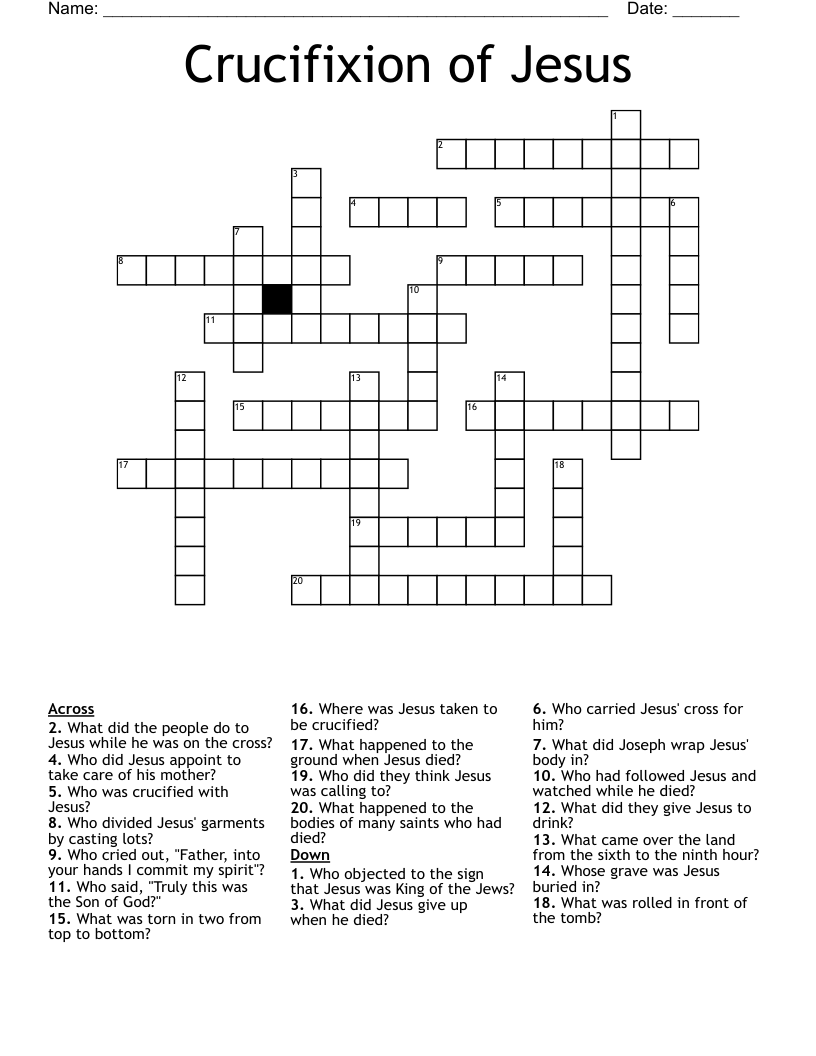 Crucifixion of Jesus Crossword