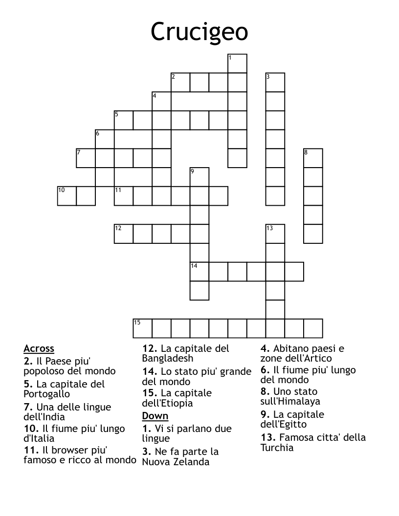 Crucigeo Crossword