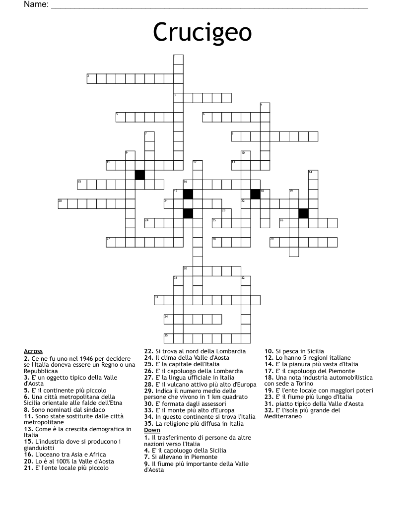 Crucigeo Crossword