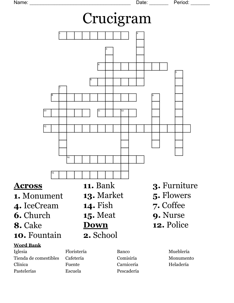 Crucigram  Crossword