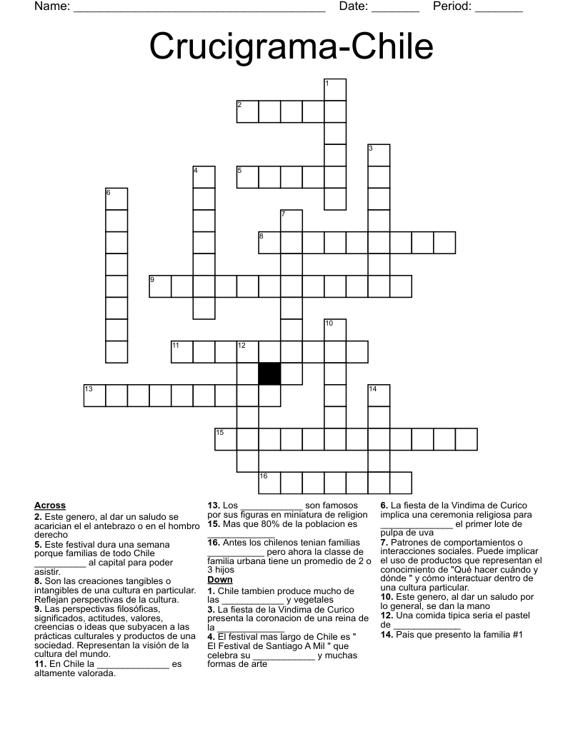 Crucigrama-Chile Crossword