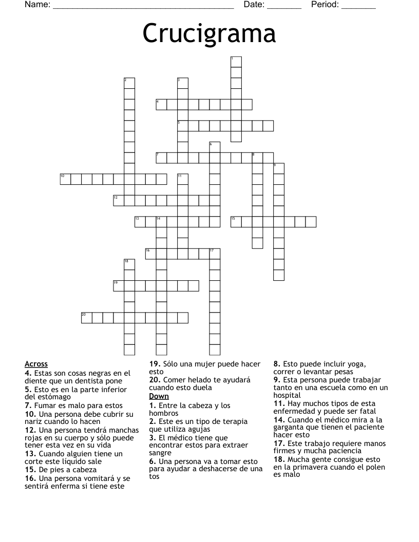 Crucigrama Crossword