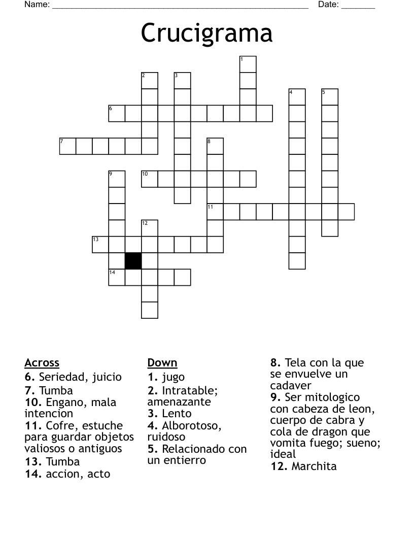 Crucigrama Crossword