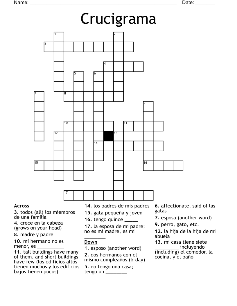 Crucigrama Crossword