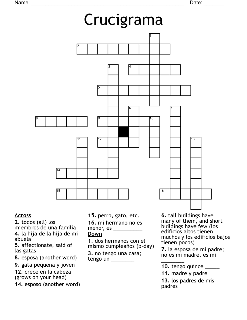 Crucigrama Crossword