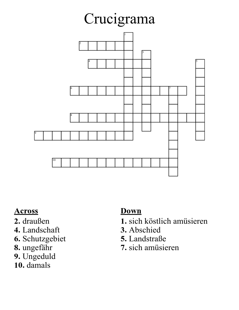 Crucigrama Crossword