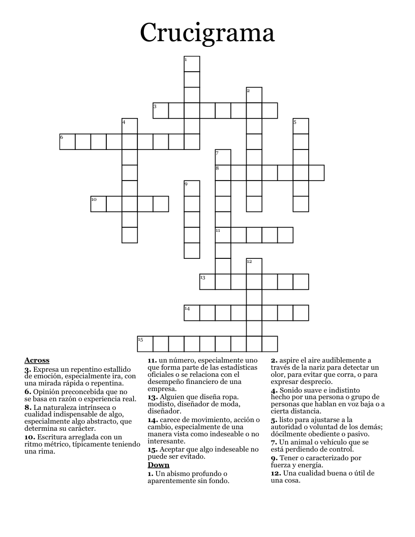 Crucigrama Crossword