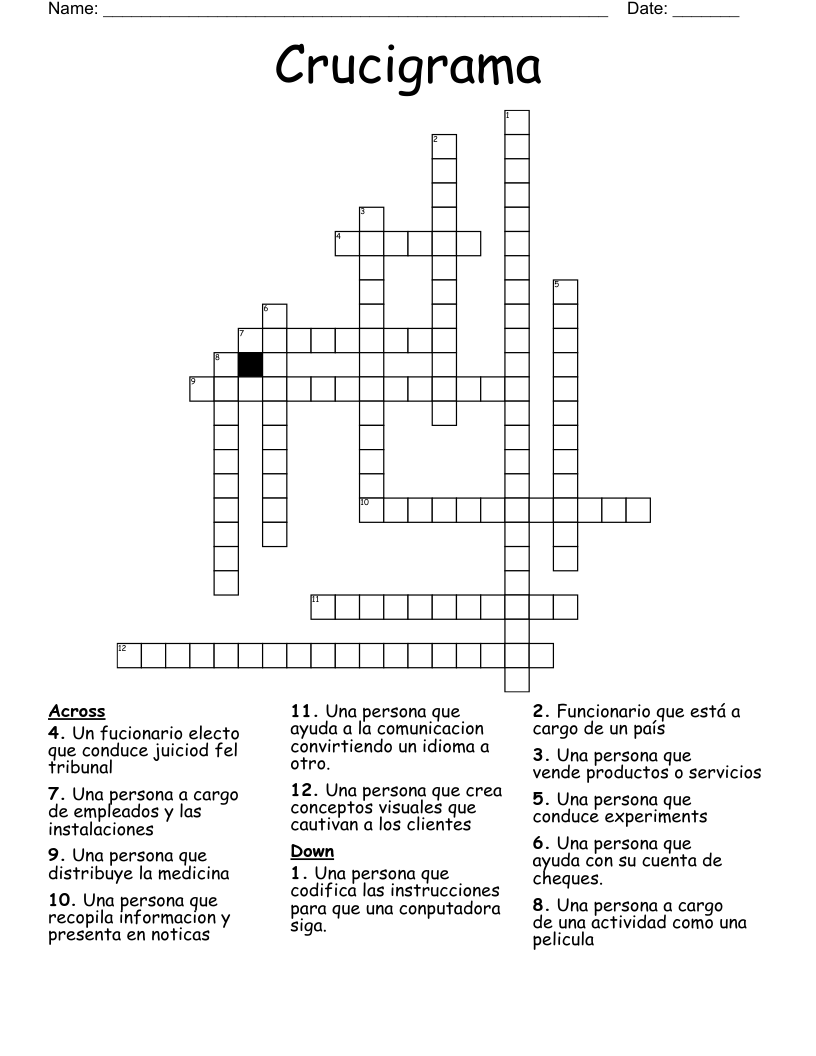 Crucigrama Crossword