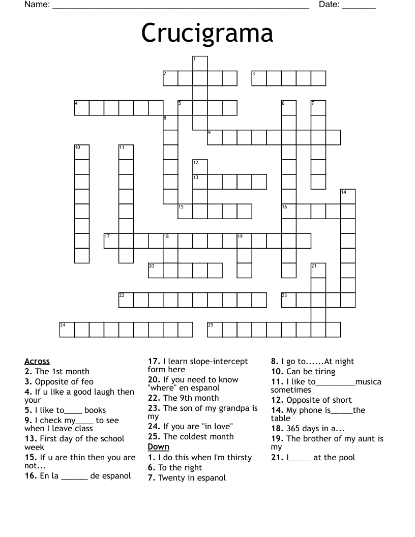 Crucigrama Crossword