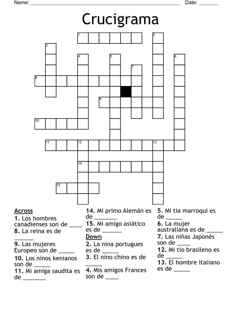 Crucigrama Crossword